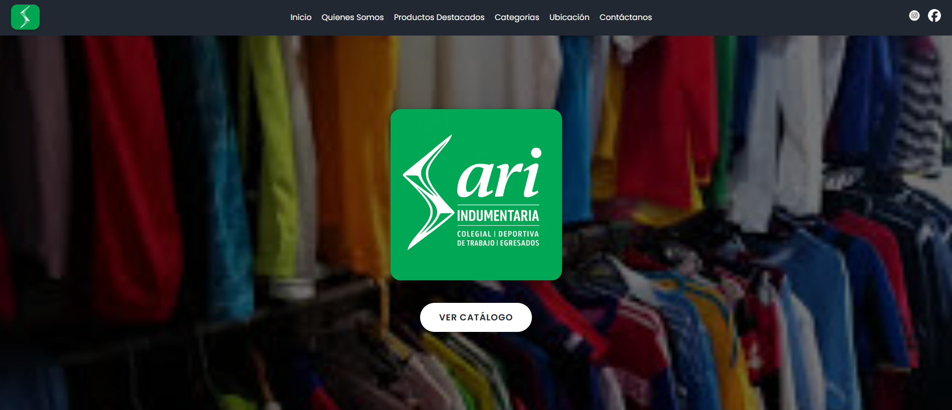 Captura de pantalla del sitio web SARI Indumentaria