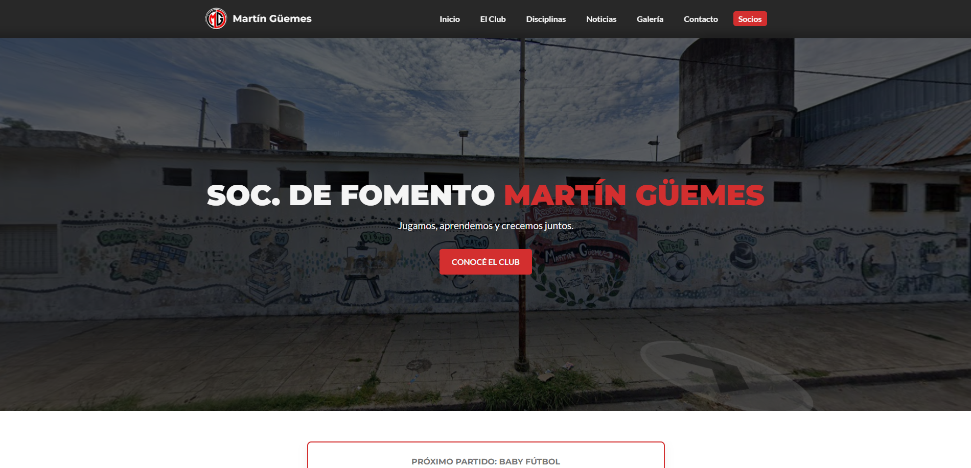 Captura de pantalla del sitio web Martin Guemes